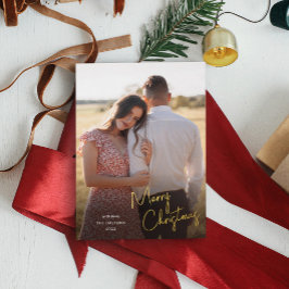 Moderne frohe Weihnachtsschrift Einfaches Foto Folien Feiertagskarte