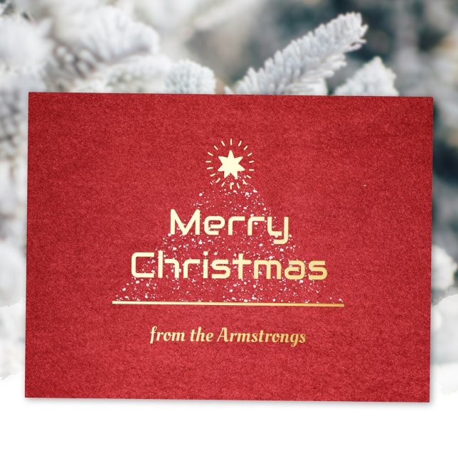 Moderne frohe Weihnachtsschrift Folien Feiertagspostkarte (Modern Merry Christmas Script Foil Holiday Postcard ©Susanne Sachers - Sunny Mind 🌞)