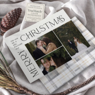 Moderne frohe Weihnachtstypografie 3 Foto Kariert Feiertagskarte