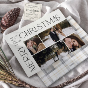 Moderne frohe Weihnachtstypografie 4 Foto Kariert Feiertagskarte