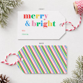 Moderne Fröhliche Bunte Frohe und Helle Weihnachte Geschenkanhänger