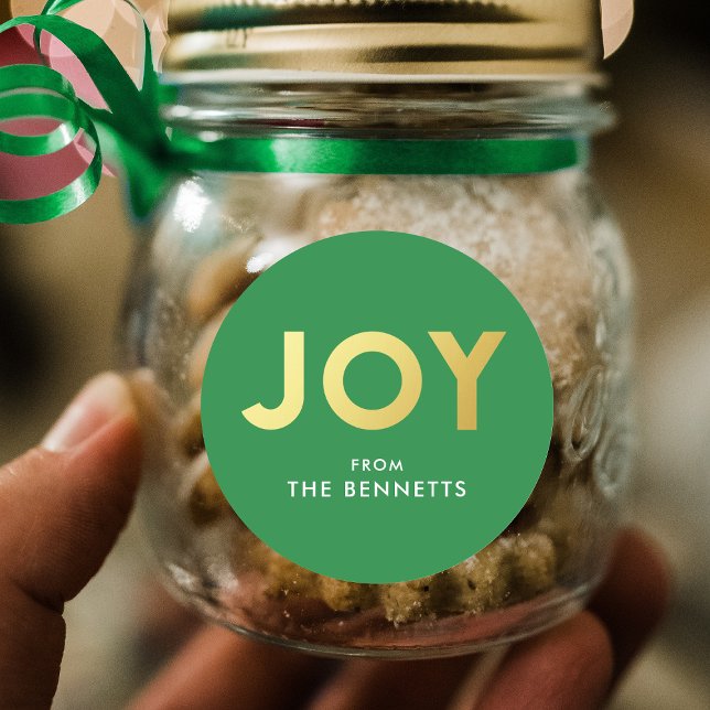 Moderne fröhliche Imitate Foil Personalisierte Wei Runder Aufkleber (Von Creator hochgeladen)