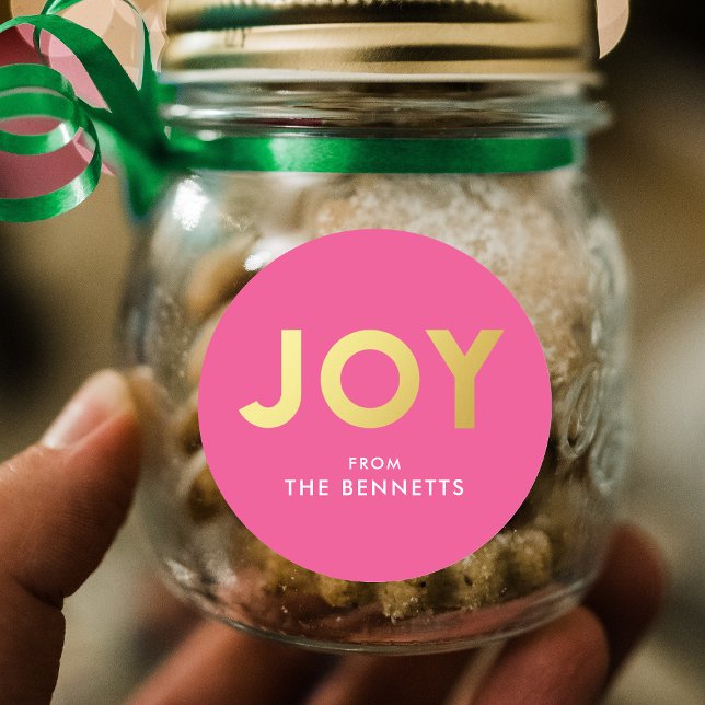 Moderne fröhliche Imitate Foil Personalisierte Wei Runder Aufkleber (Von Creator hochgeladen)