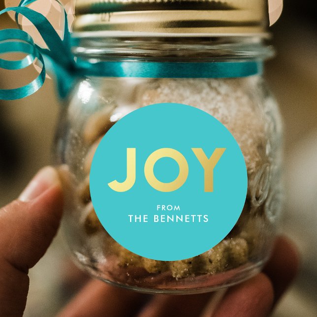 Moderne fröhliche Imitate Foil Personalisierte Wei Runder Aufkleber (Von Creator hochgeladen)