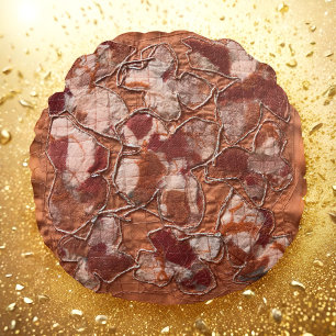 Moderne, fröhliche Stickerei mit Orangenschmetterl Rundes Kissen