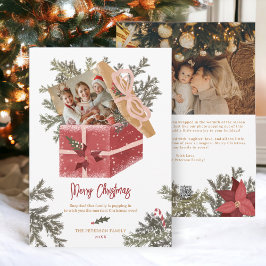 Moderne fröhliche Weihnachtsbilderei Spaß 2 Fotos Feiertagskarte