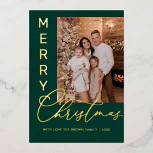 Moderne fröhliche Weihnachtskarte Foto Foil Holida Folien Feiertagskarte