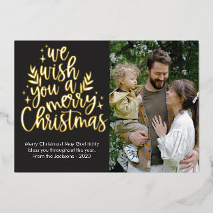 Moderne fröhliche Weihnachtskarte Foto Foil Holida Folien Feiertagskarte