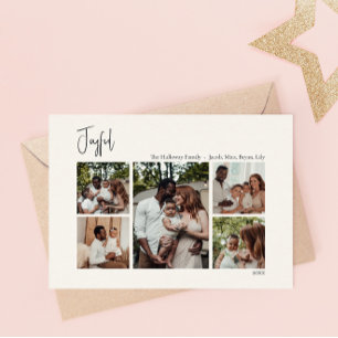 Moderne, fröhliche Weihnachtsschrift mit fünf Foto Feiertagspostkarte