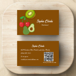 Moderne Früchte Erthy tone Nutritionist QR Code Visitenkarte
