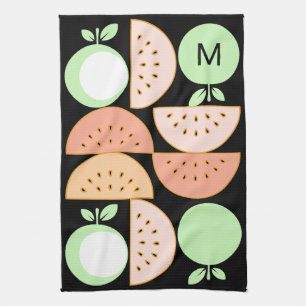 Moderne Früchte monogrammiert im skandinavischen M Geschirrtuch