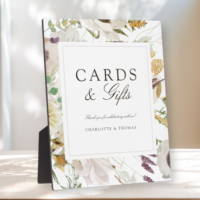 Moderne Frühlings-Hochzeitskarten & Geschenke Fotoplatte (Modern Spring Boho Floral Watercolor Wedding Cards & Gifts Gallery Plaque)