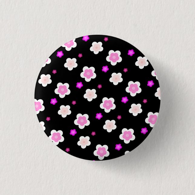 Moderne Frühlingsaqua Gefälle lila Flora Muster Button (Vorderseite)