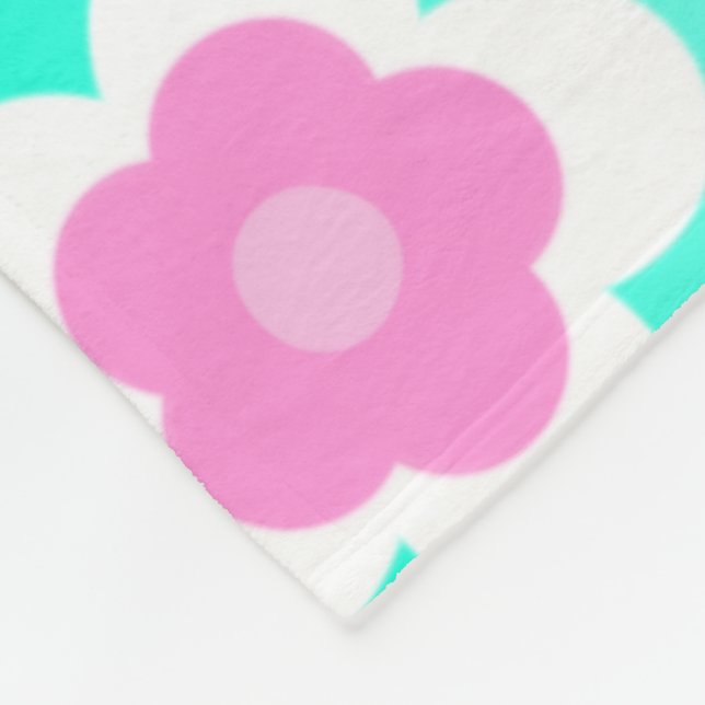 Moderne Frühlingsaqua lila Blumenmuster Fleecedecke (Ecke)