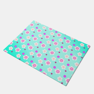 Moderne Frühlingsaqua lila Blumenmuster Fußmatte