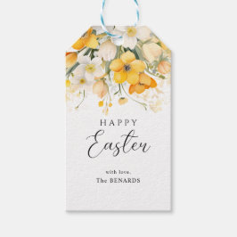 Moderne Frühlingsblumen Gelb Fröhliche Ostern Geschenkanhänger