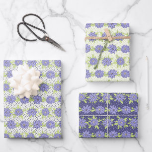 Moderne Frühlingsblumen Lilac Purple Blumen Geschenkpapier Set