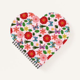 Moderne Frühlingsgarten Schmetterling Floral  Notizbuch