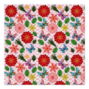 Moderne Frühlingsgarten Schmetterling Floral  Poster