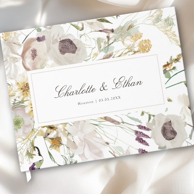 Moderne Frühlingshochzeit Gästebuch (Modern Spring Boho Floral Watercolor Wedding Guest Book)