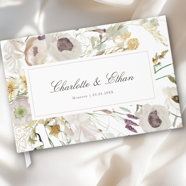 Moderne Frühlingshochzeit Gästebuch (Modern Spring Boho Floral Watercolor Wedding Guest Book)