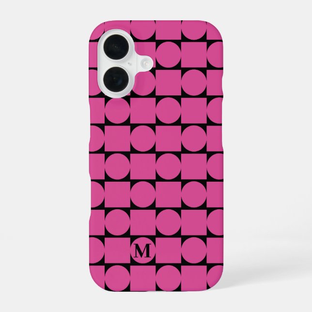 Moderne Fuchsia Geometric Trendy iPhone 16 Hülle (Rückseite)