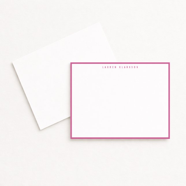Moderne Fuchsia-Rosa-Rand-Notizkarte Einladung (Von Creator hochgeladen)