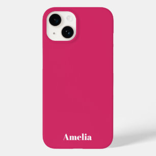 Moderne Fuchsie weiße Schrift Personalisiere Name  Case-Mate iPhone 14 Hülle