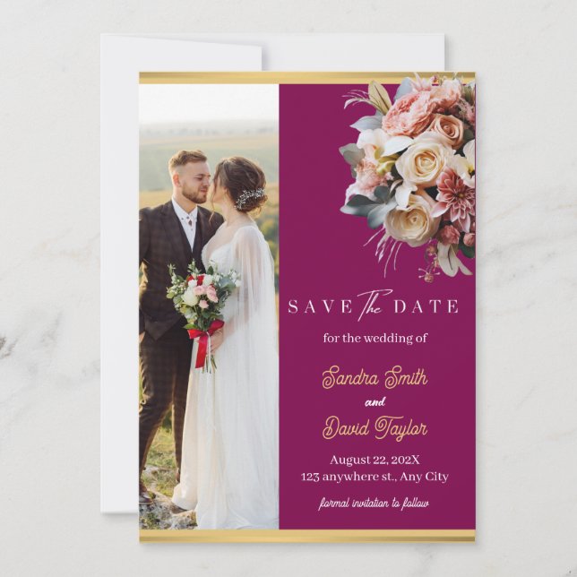 Moderne Full Foto Doppelseitige Save the Date-Kart Date (Vorderseite)