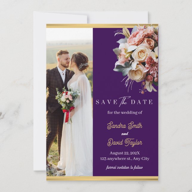 Moderne Full Foto Doppelseitige Save the Date-Kart Date (Vorderseite)