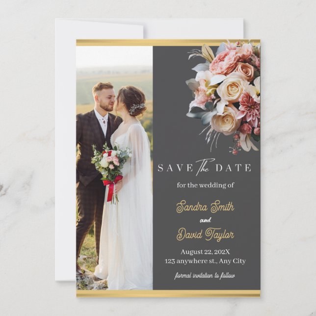 Moderne Full Foto Doppelseitige Save the Date-Kart Date (Vorderseite)