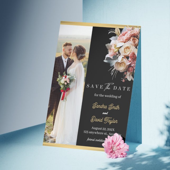 Moderne Full Foto Doppelseitige Save the Date-Kart Date (Modern Full Photo Double-Sided Save The Date Card)