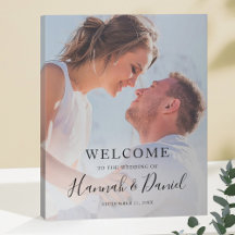 Moderne Full Foto Whimsical Script Hochzeit Willko