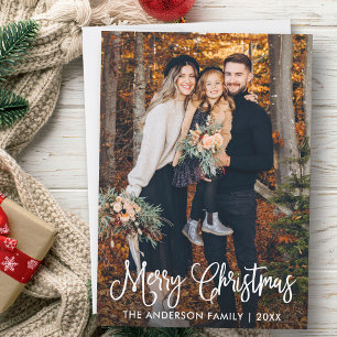 Moderne Fun Calligrafy Family Foto Weihnachten