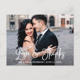 Moderne Fun Calligrafy Liebe und Dank Hochzeit Postkarte