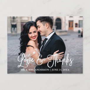 Moderne Fun Calligrafy Liebe und Dank Hochzeit Postkarte
