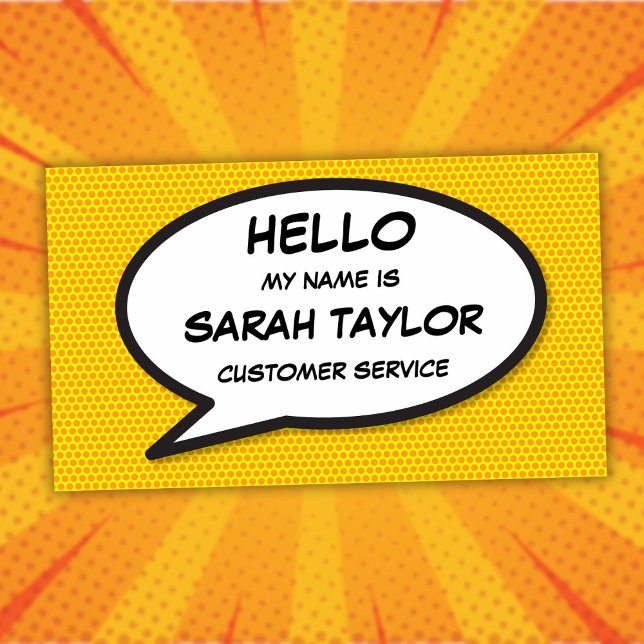 Moderne Fun Comic Book Speech Blase Namenschild (Modern Fun Comic Book Speech Bubble Name Tag)