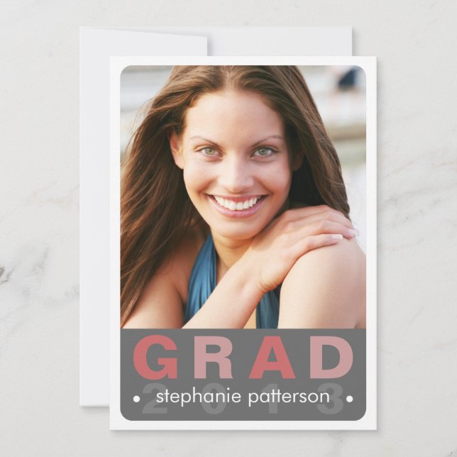 Moderne Fun Grad Foto Card Graduierung Party Einladung (Vorderseite)