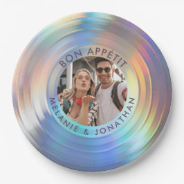 Moderne Fun Holographic Bon Appetit Custom Wedding Pappteller
