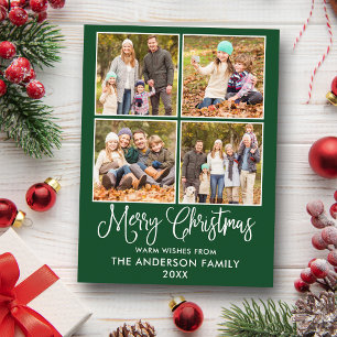Moderne Fun Kalligrafie Weihnachten Grün 4 Foto Postkarte