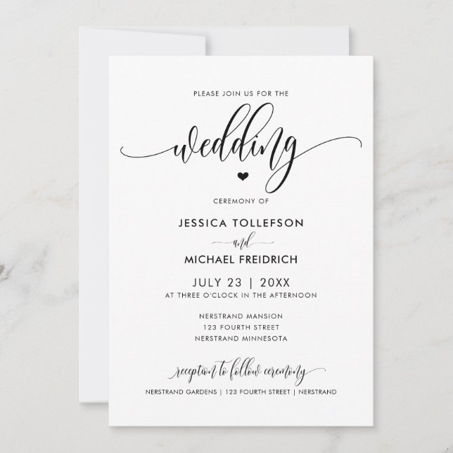 Moderne Fun Wedding Typografy Kalligrafy Einladung (Vorderseite)
