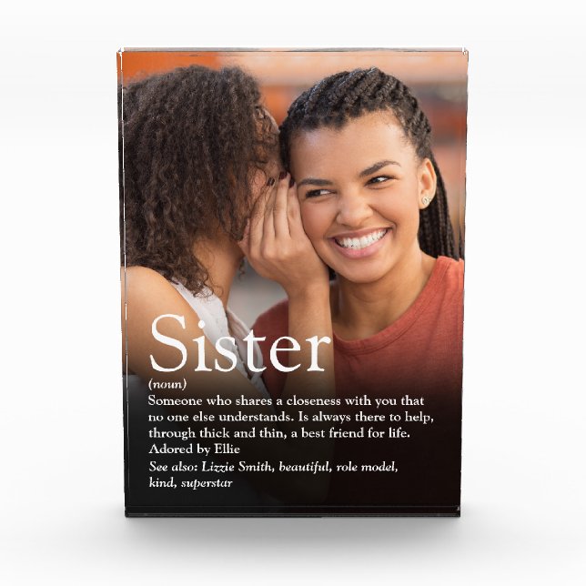 Moderne Fun World's Best Ever Sister Definition Fotoblock (Vorderseite)