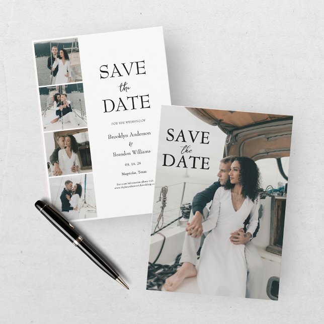 Moderne Fünf-Foto-Save-the-Date-Karte Save The Date (Von Creator hochgeladen)