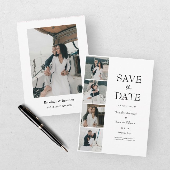 Moderne Fünf-Foto-Save-the-Date-Karte Save The Date (Von Creator hochgeladen)