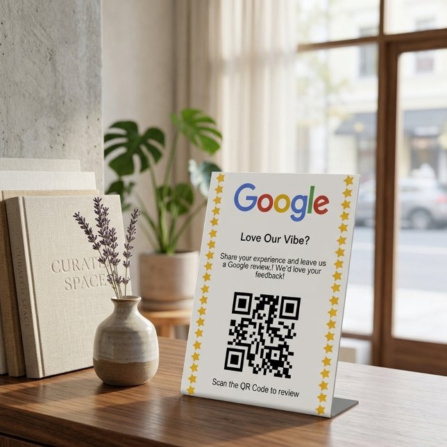 Moderne Fünf-Sterne-Google-Bewertungs-QR-Code-Bewe Sockelschild (Von Creator hochgeladen)