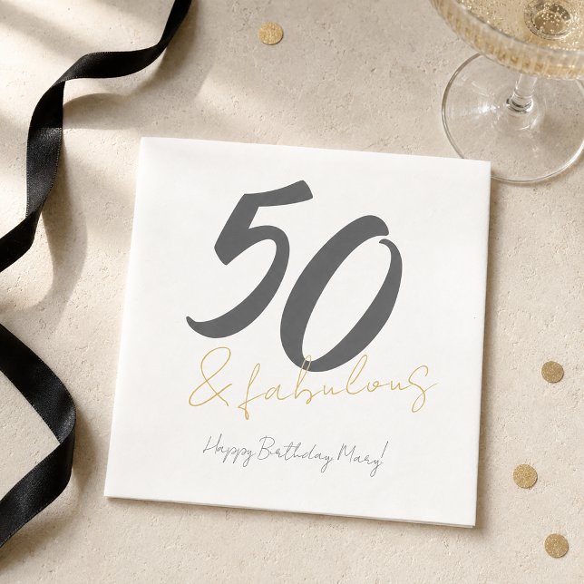 Moderne Fünfzig und Fabulous 50. Geburtstag Serviette (Von Creator hochgeladen)