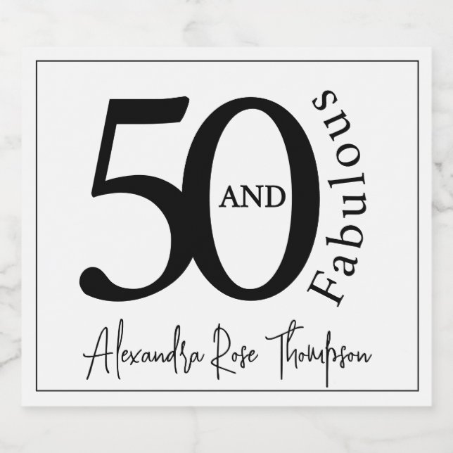 Moderne Fünfzig und Fantastisch 50. Geburtstagsfei (Einzelnes Label)