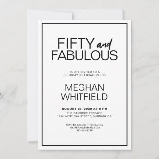 Moderne Fünfzig und Fantastisch Fette 50. Geburtst Einladung