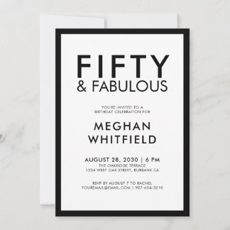 Moderne Fünfzig und Fantastisch Fette 50. Geburtst Einladung