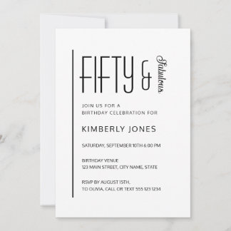 Moderne Fünfzig und fantastische kühne 50. Geburts Einladung